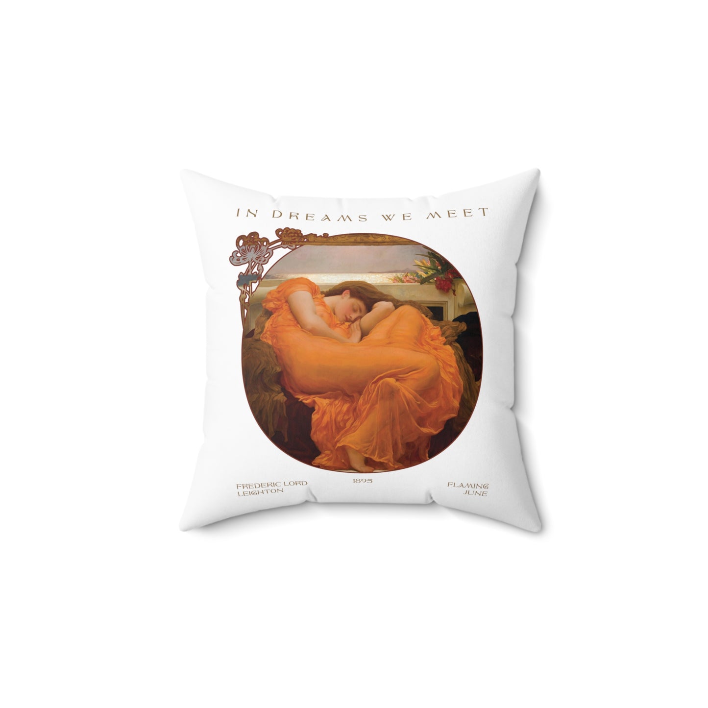 Exclusive 'Flaming June' Design -Spun Polyester Square Pillow