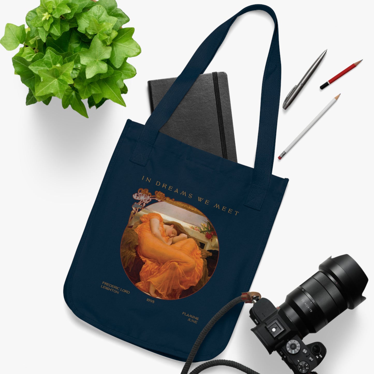 Flaming June by Frederick Leighton - Organic Canvas Tote Bag